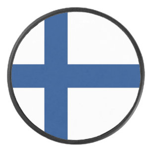 Patriotic hockey puck with flag of Finland