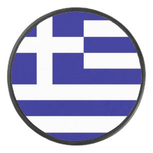 Patriotic hockey puck with flag of Greece