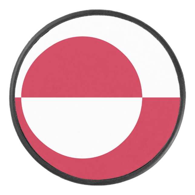 Patriotic hockey puck with flag of Greenland (Front)