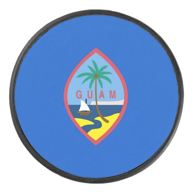 Patriotic hockey puck with flag of Guam (Front)