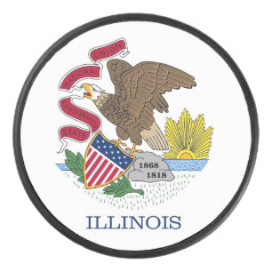 Patriotic hockey puck with flag of Illinois