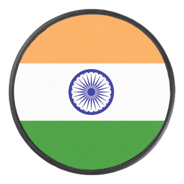 Patriotic hockey puck with flag of India (Front)