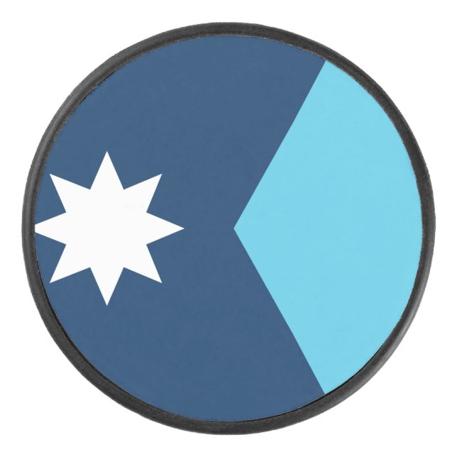 Patriotic hockey puck with flag of Minnesota, USA (Front)