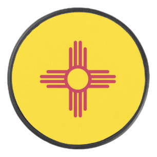 Patriotic hockey puck with flag of New Mexico