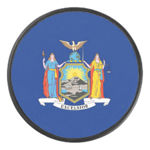Patriotic hockey puck with flag of New York