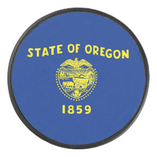 Patriotic hockey puck with flag of Oregon State