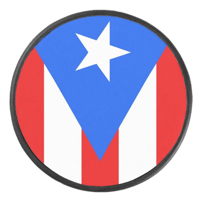 Patriotic hockey puck with flag of Puerto Rico (Front)