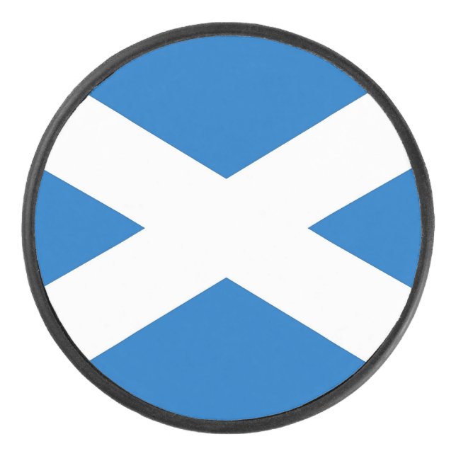 Patriotic hockey puck with flag of Scotland (Front)