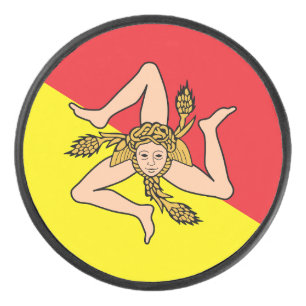 Patriotic hockey puck with flag of Sicily