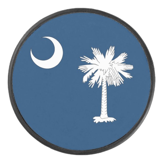 Patriotic hockey puck with flag of South Carolina (Front)