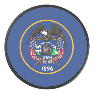 Patriotic hockey puck with flag of Utah