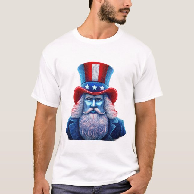 Patriotic Holographic Image Of Uncle Sam T-Shirt (Front)