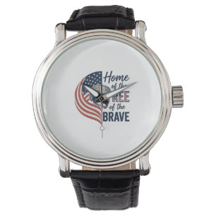 Patriotic Home of the Free Brave Helmet Shirt_1 Watch