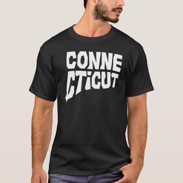 Patriotic Home State Map Of Connecticut Text Shape T-Shirt (Front)