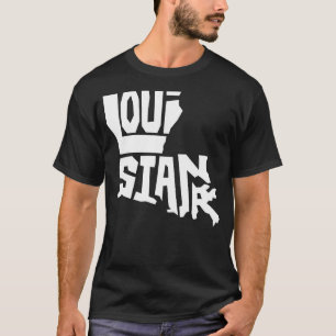 Patriotic Home State Map of Louisiana Text Shape D T-Shirt