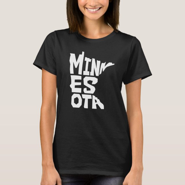 Patriotic Home State Map of Minnesota Text Shape   T-Shirt (Front)