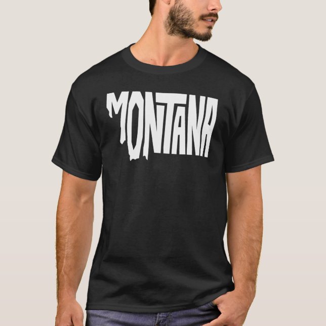Patriotic Home State Map of Montana Text Shape Des T-Shirt (Front)