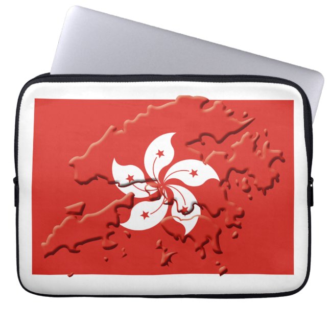 Patriotic HONG KONG Flag Map Computer Laptop Sleeve (Front)