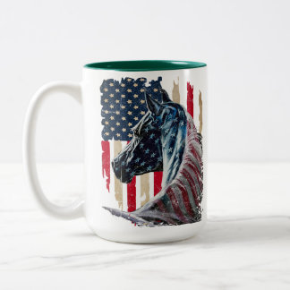 patriotic horse american flag 4th of july horse  Two-Tone coffee mug