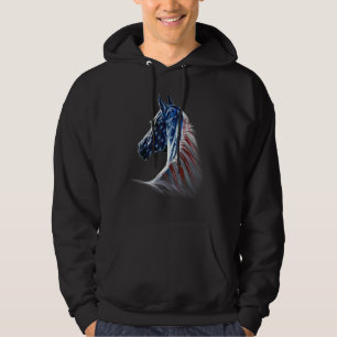 Patriotic Horse American Flag 4th Of July Independ Hoodie