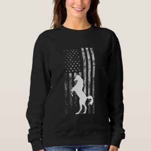 Patriotic Horse American Flag Horseback Riding Far Sweatshirt