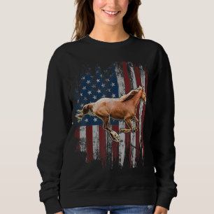 Patriotic Horse American Flag Horseback Riding Far Sweatshirt