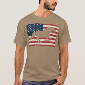 Patriotic Horse American Flag Horseback Riding fun T-Shirt