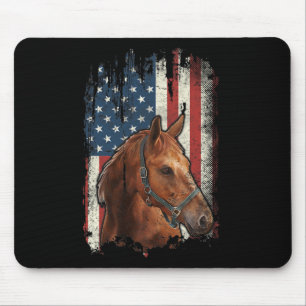 Patriotic Horse American Flag Horseback Riding Hor Mouse Pad