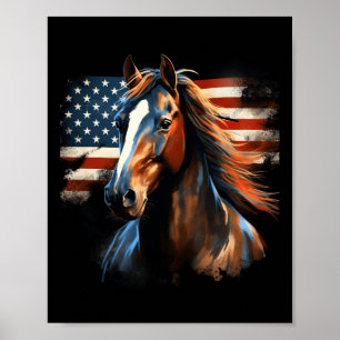 Patriotic Horse American Flag Horseback Riding Wes Poster