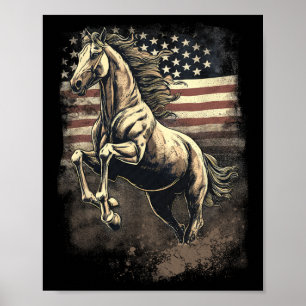 Patriotic Horse American Flag Horseback Riding Wes Poster