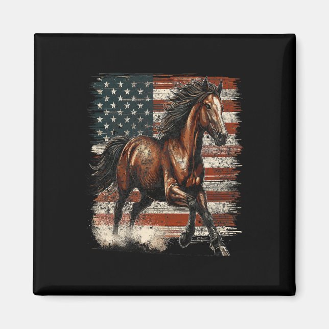 Patriotic Horse American Flag  Magnet (Front)