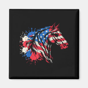Patriotic horse american flag splash art Patriotic Magnet