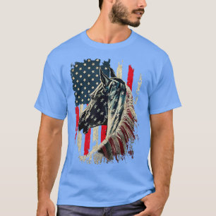 Patriotic Horse American FlagHorse Vintage Retro T-Shirt