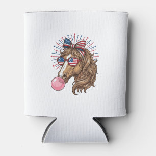 Patriotic Horse Bubble Gum Vintage Vector Shirt De Can Cooler