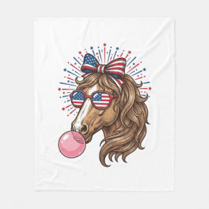 Patriotic Horse Bubble Gum Vintage Vector Shirt De Fleece Blanket
