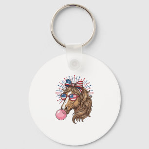 Patriotic Horse Bubble Gum Vintage Vector Shirt De Key Ring