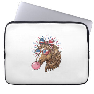 Patriotic Horse Bubble Gum Vintage Vector Shirt De Laptop Sleeve