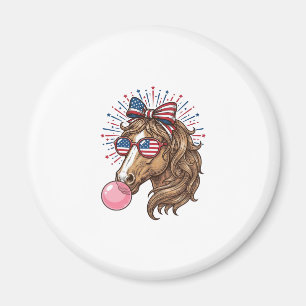Patriotic Horse Bubble Gum Vintage Vector Shirt De Magnet