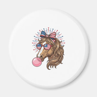 Patriotic Horse Bubble Gum Vintage Vector Shirt De Magnet