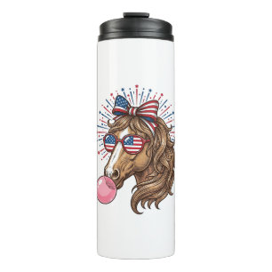 Patriotic Horse Bubble Gum Vintage Vector Shirt De Thermal Tumbler