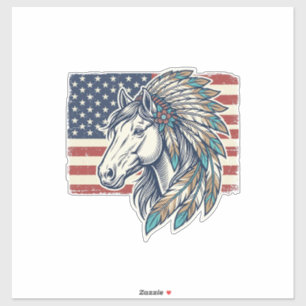 Patriotic Horse Flag Vintage Vector T-Shirt Design