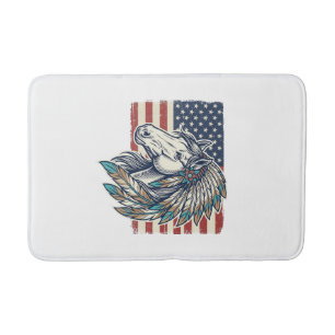 Patriotic Horse Flag Vintage Vector T-Shirt Design Bath Mat