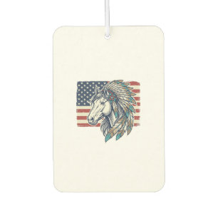 Patriotic Horse Flag Vintage Vector T-Shirt Design Car Air Freshener