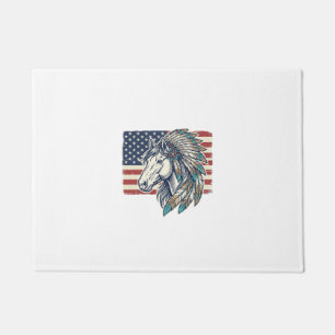 Patriotic Horse Flag Vintage Vector T-Shirt Design Doormat