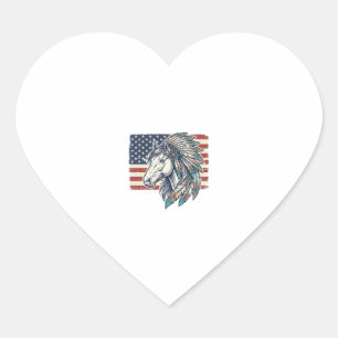 Patriotic Horse Flag Vintage Vector T-Shirt Design Heart Sticker