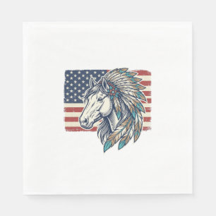 Patriotic Horse Flag Vintage Vector T-Shirt Design Napkin