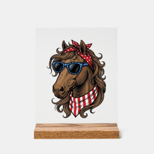 Patriotic Horse Head Vector Shirt Design_1 Acrylic Sign