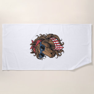 Patriotic Horse Head Vector Shirt Design_1 Beach Towel