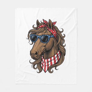 Patriotic Horse Head Vector Shirt Design_1 Fleece Blanket