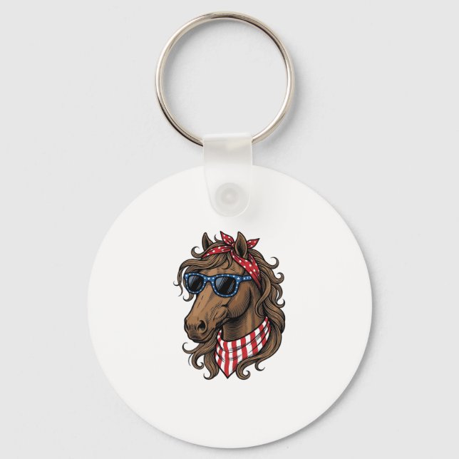 Patriotic Horse Head Vector Shirt Design_1 Key Ring (Front)